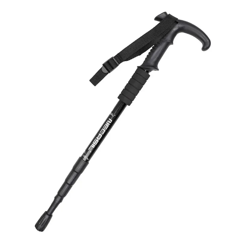 Auminum Alloy Foldable Trekking Poles  Section Ultralight Hiking Walking Stick Antiskid Cane Camping Accessories