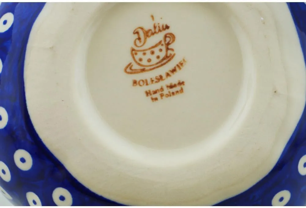 Authentic Polish Pottery Jack O Lantern Candle Holder in Lovely Blue Eyes Design Handmade in Bolesławiec Poland by Ceramika Dalia   Certificate of Authenticity