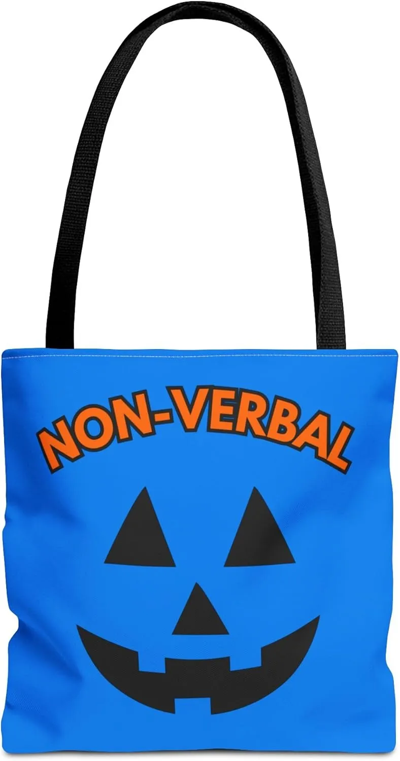 Autism Non-Verbal Blue Trick or Treat Halloween Tote Bag, Inclusion Special Needs Bag, Sped Ed, Autism Halloween Bag