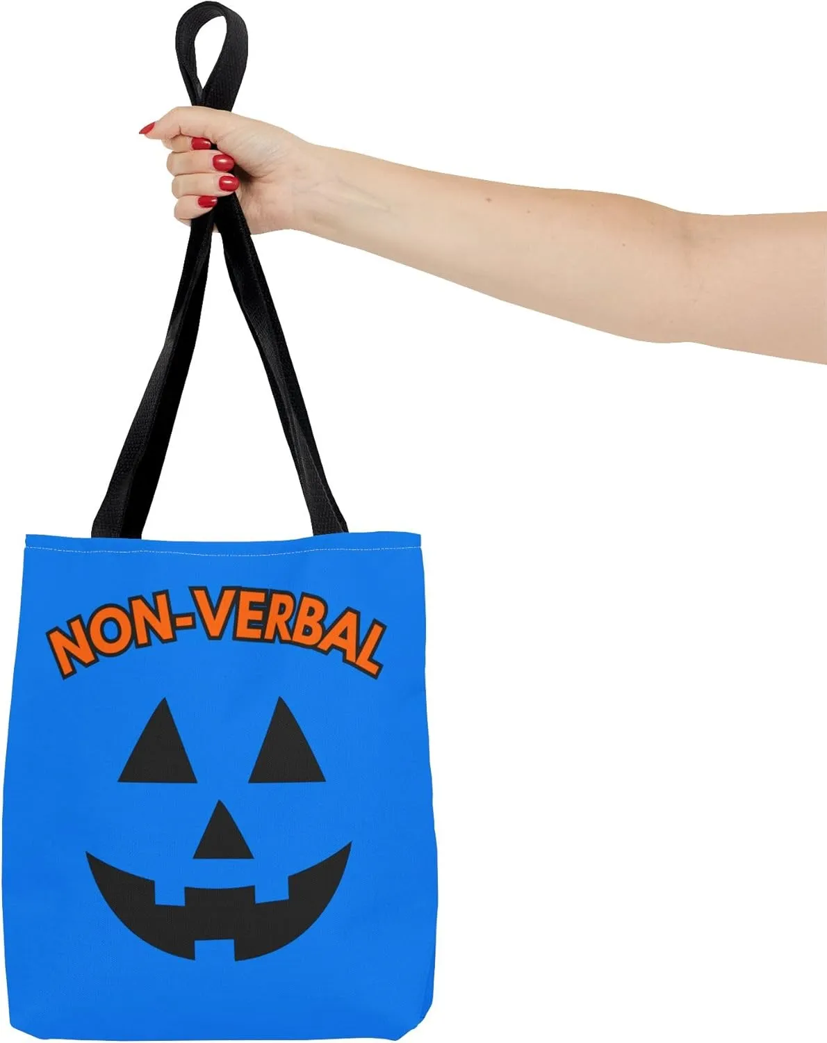 Autism Non-Verbal Blue Trick or Treat Halloween Tote Bag, Inclusion Special Needs Bag, Sped Ed, Autism Halloween Bag