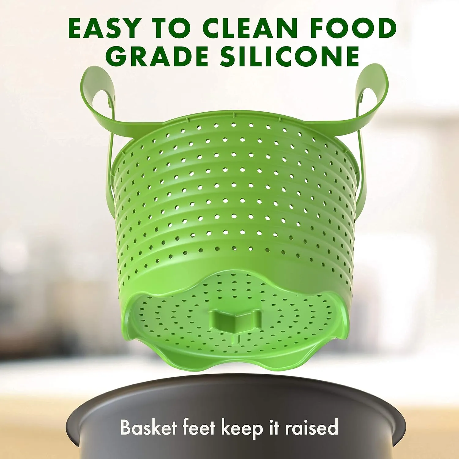 Avokado Silicone Steamer Basket for 8qt Instant Pot [3qt, 6qt avail], Ninja Foodi, Other Pressure Cookers - 100% Food Safe, BPA-Free, Dishwasher Safe Collapsible Vegetable Steamer Basket & Strainer
