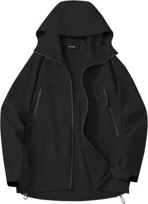 Avoogue Rain Jacket for Women Loose Fit Waterproof Lightweight Lined Rain Coat Hiking Windbreaker Jacket with Hood