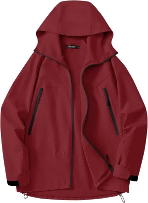 Avoogue Rain Jacket for Women Loose Fit Waterproof Lightweight Lined Rain Coat Hiking Windbreaker Jacket with Hood