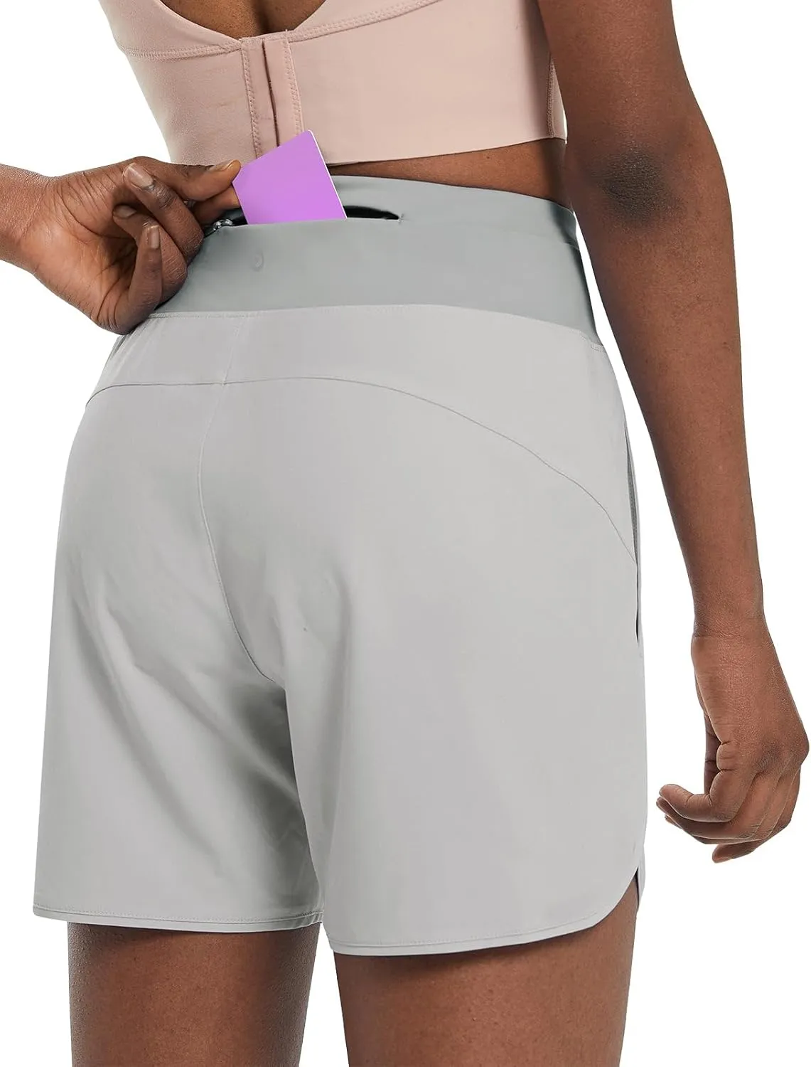 baleaf Women's 5" Workout Shorts Athletic Running Shorts High Waisted with Zipper Pocket Gym Quick Dry Hiking Sports