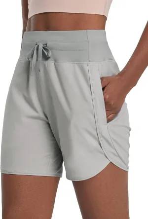 baleaf Women's 5" Workout Shorts Athletic Running Shorts High Waisted with Zipper Pocket Gym Quick Dry Hiking Sports