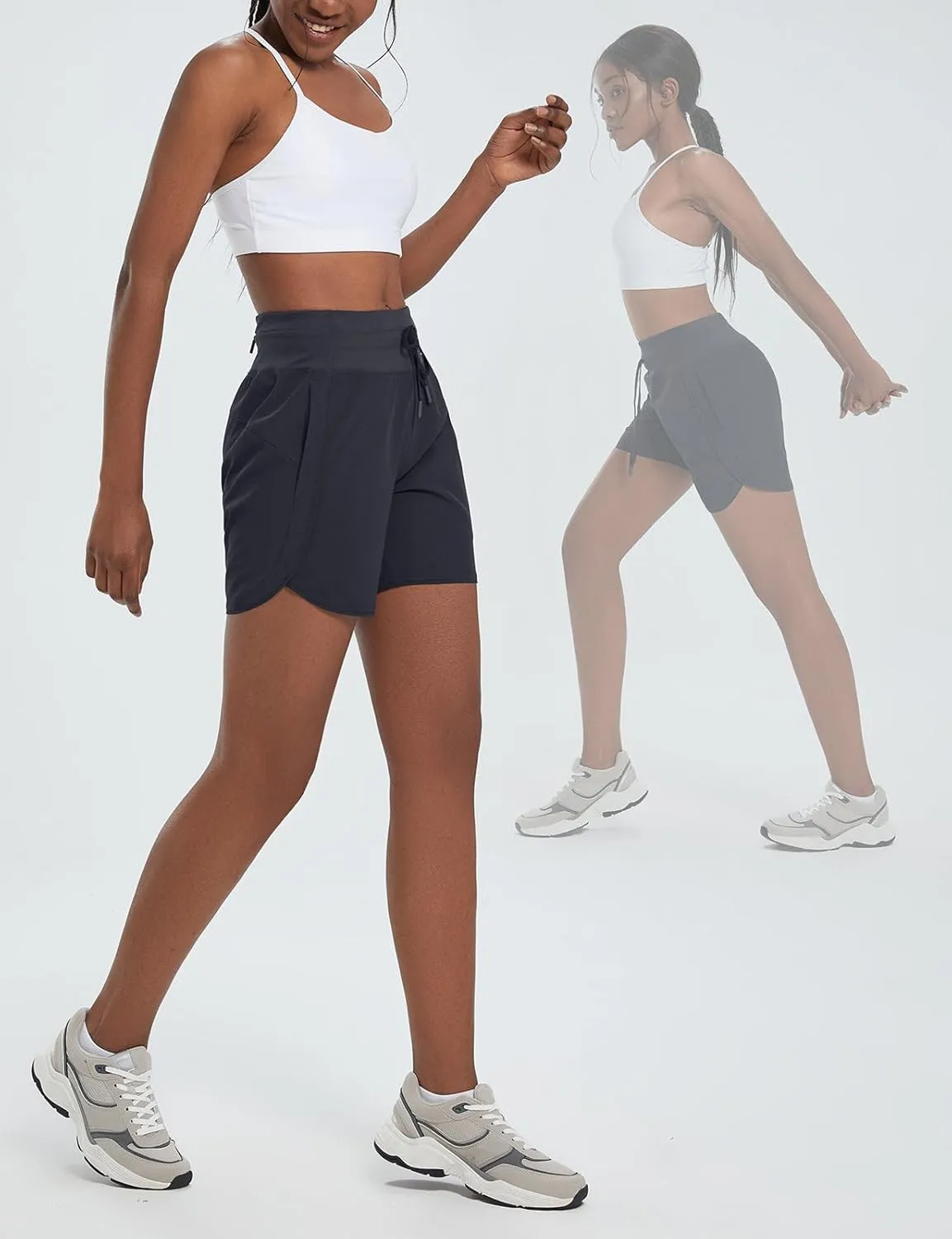 baleaf Women's 5" Workout Shorts Athletic Running Shorts High Waisted with Zipper Pocket Gym Quick Dry Hiking Sports