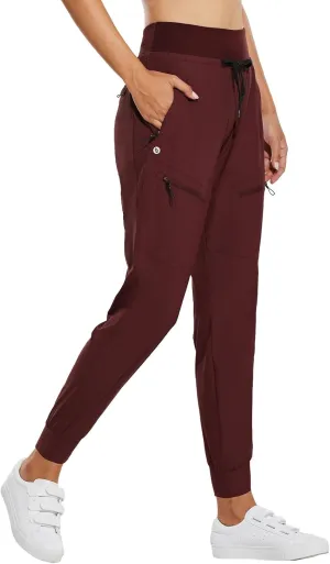 baleaf Women's Joggers Lightweight Hiking Pants High Waist 5 Zipper Pockets Quick Dry Travel Athletic UPF50 
