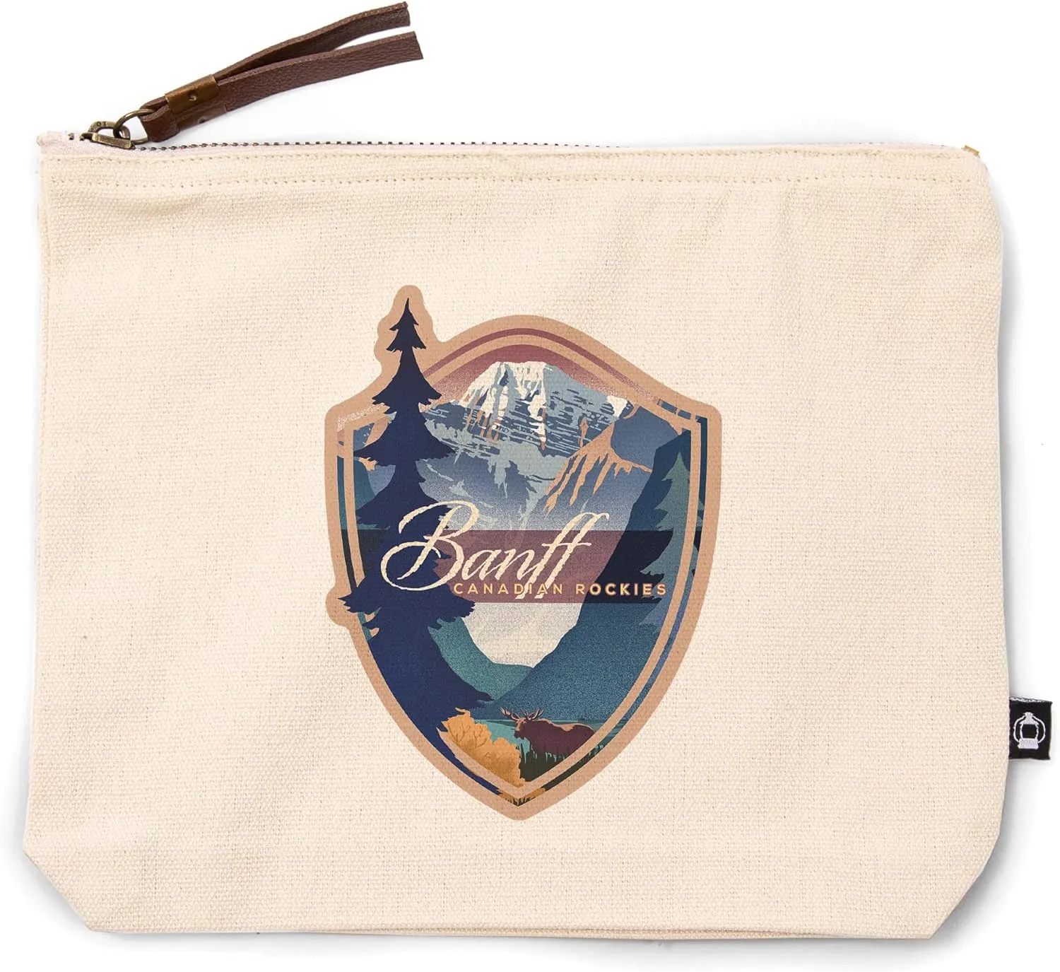 Banff, Canada, Canadian Rockies, Mountain Scene, Lithograph, 100% Cotton Zipper Pouch, Travel Accessory, Go Bag