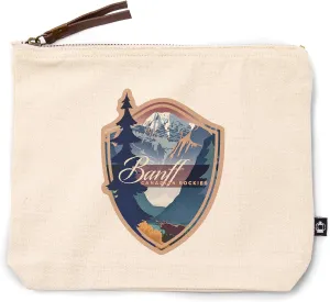 Banff, Canada, Canadian Rockies, Mountain Scene, Lithograph, 100% Cotton Zipper Pouch, Travel Accessory, Go Bag
