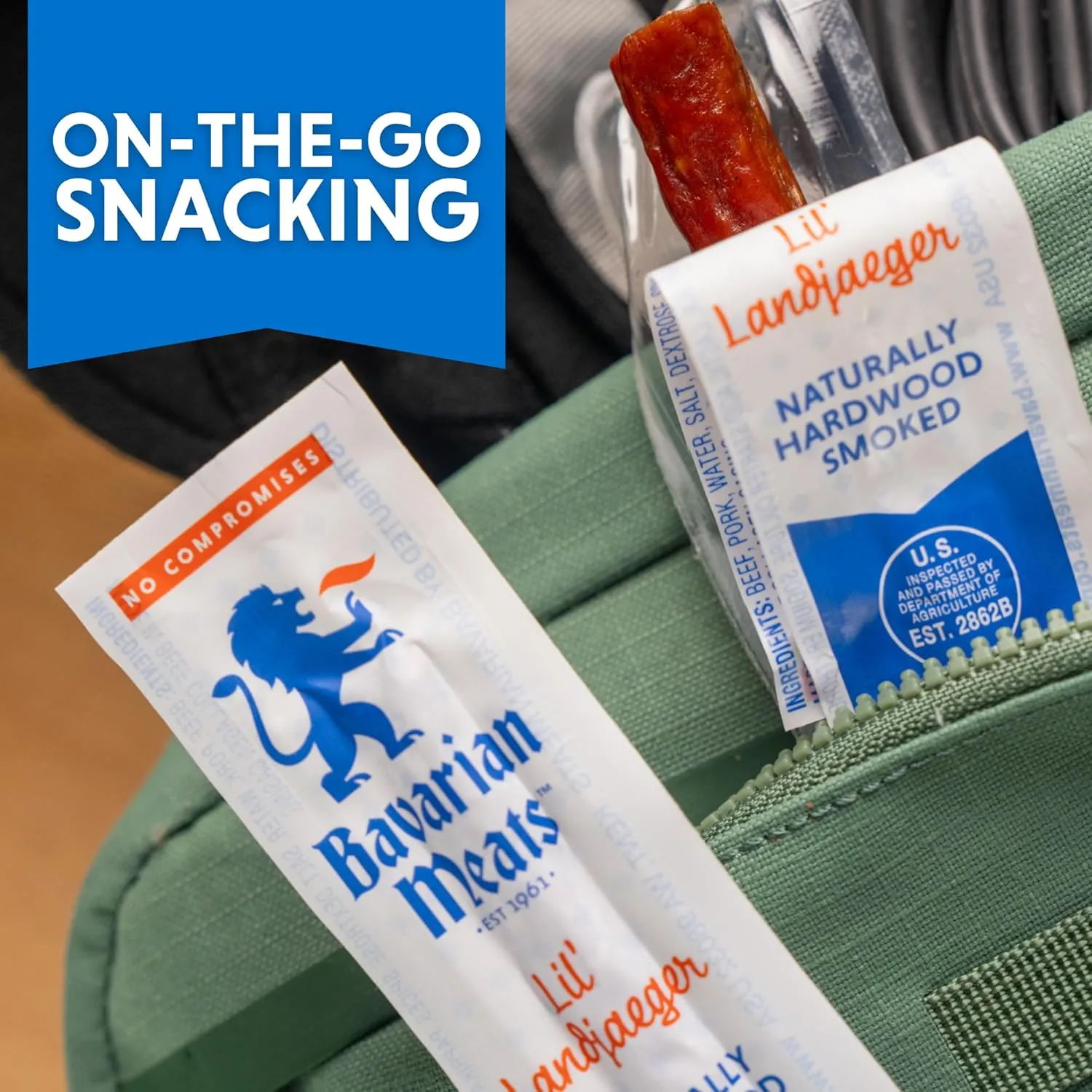Bavarian Meats Lil' Landjaegers Meat Sticks, Smoked Sausage Protein Snacks, Zero Sugar, Great Source of Protein, Gluten Free, Keto Friendly Low Carb Snack, 10 Ounce