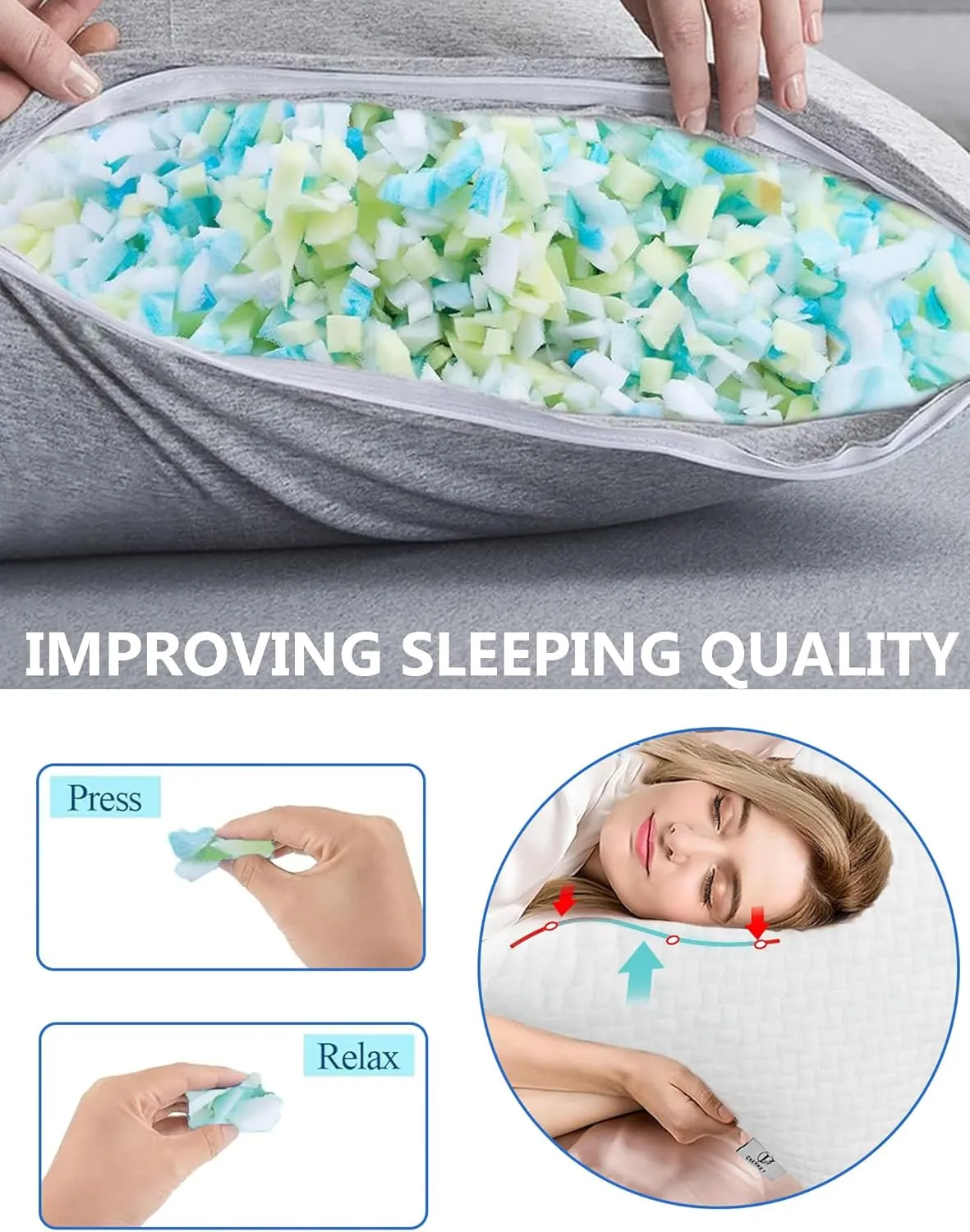 BCU Bean Bag Chair Cover Filler High Elasticity Shredded Memory Foam Pillow Stuffing Couch Cushion Filling Pet Bed Filler, 10 LBS