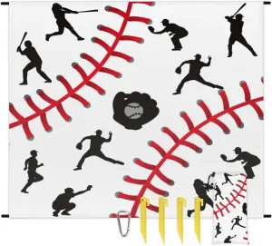 Beach Blanket, Baseball Themed Sandproof Beach Mat, Waterproof Quick Drying Sand Free Mat with 4 x Ground Spikes for Outdoor Travel Camping Hiking, Sports 68 x 59 in