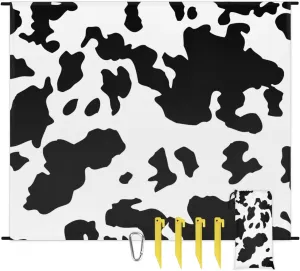 Beach Blanket, Milk Cow Print Sandproof Beach Mat, Waterproof Quick Drying Sand Free Mat with 4 x Ground Spikes for Outdoor Travel Camping Hiking, Farm Animal 68 x 59 in