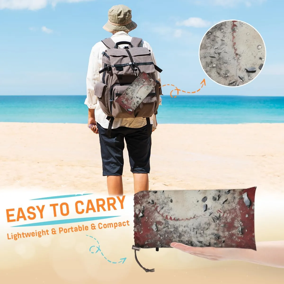 Beach Blanket, Sports Baseball Sandproof Beach Mat, Waterproof Quick Drying Sand Free Mat with 4 x Ground Spikes for Outdoor Travel Camping Hiking, Softball 68 x 59 in