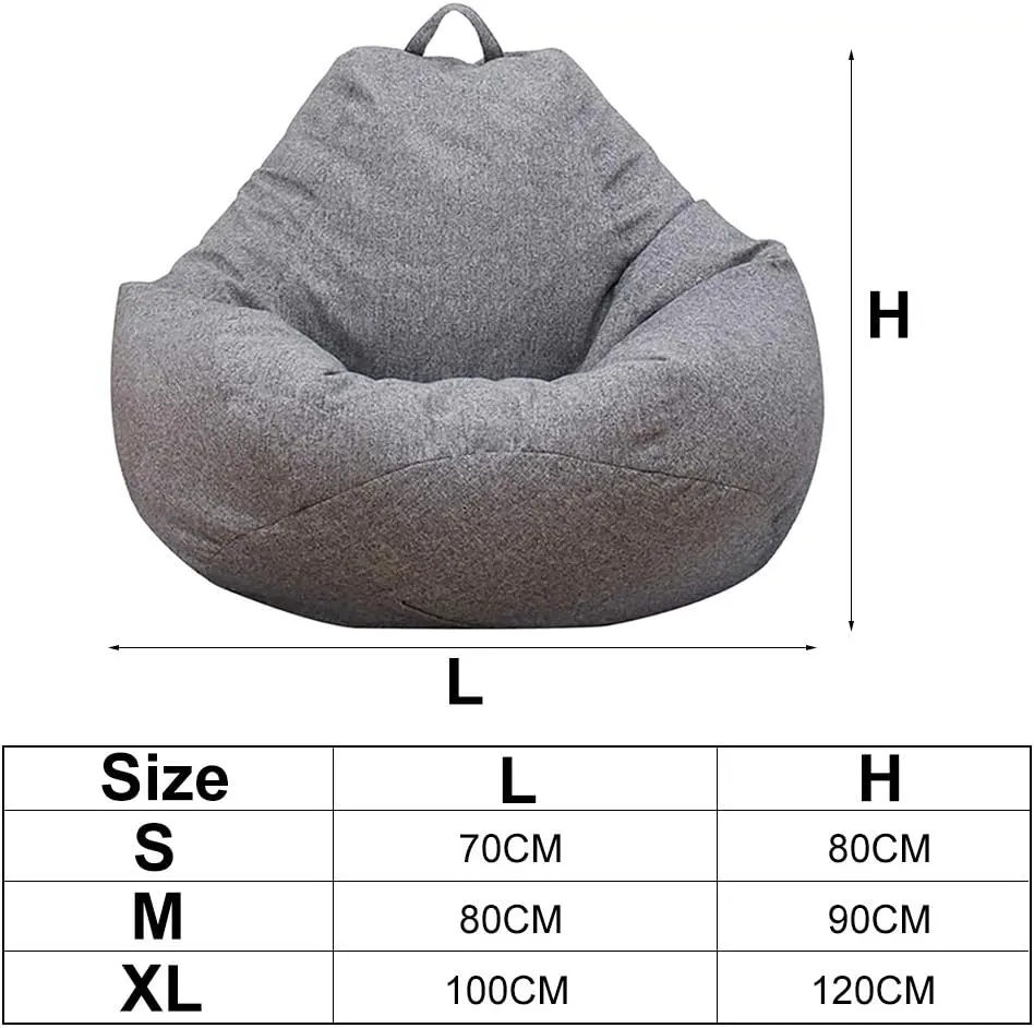 Bean Bag Chair Sofa Cover(No Filler),Comfortable Outdoor Lazy Seat Bag,Couch Cover Without Filler for Adults Kids,Soft Tatami Chairs Covers Suitable for Home Garden Living Room (Browm, Small)