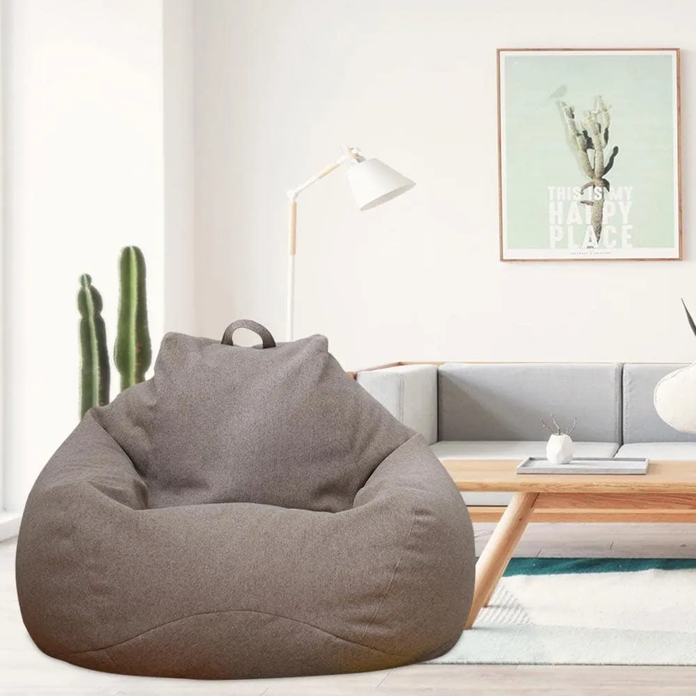Bean Bag Chair Sofa Cover(No Filler),Comfortable Outdoor Lazy Seat Bag,Couch Cover Without Filler for Adults Kids,Soft Tatami Chairs Covers Suitable for Home Garden Living Room (Browm, Small)