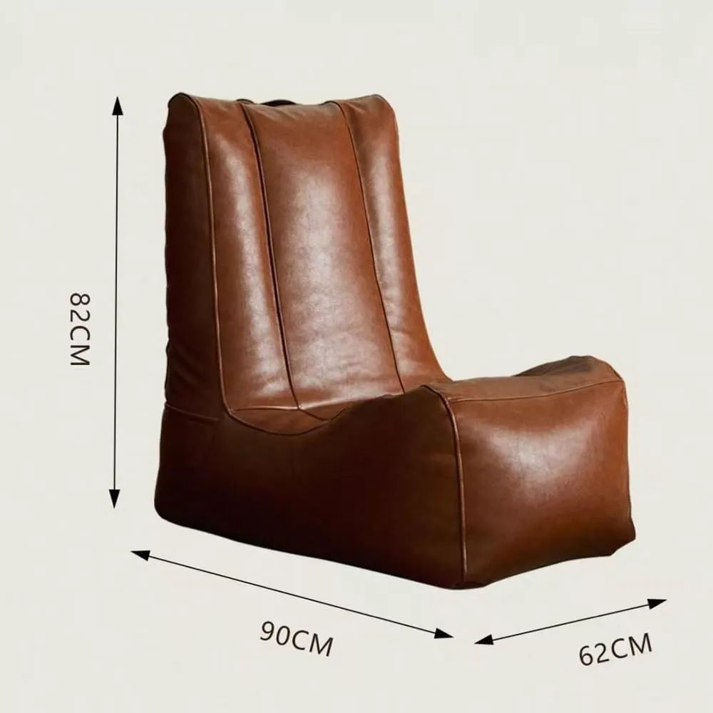 Bean Bag Chairs PU Faux Leather Bean Bag Cover Without Filler Luxury Single Lazy Sofa Cover BeanBag Pouf Chair Lazy Armchair Couch Floor Seating Living Room Furniture(Martin Middle-Aged Brown)