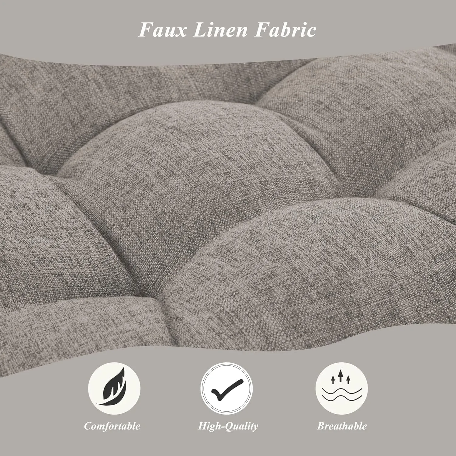 Bench Cushion for Indoor Furniture 48 x 19 inch Rectangle Bench Seat Cushion for Bay Window Entryway Bench Thick Textured Chair Cushion with Non-Slip Backing 1 Pack, Light Grey