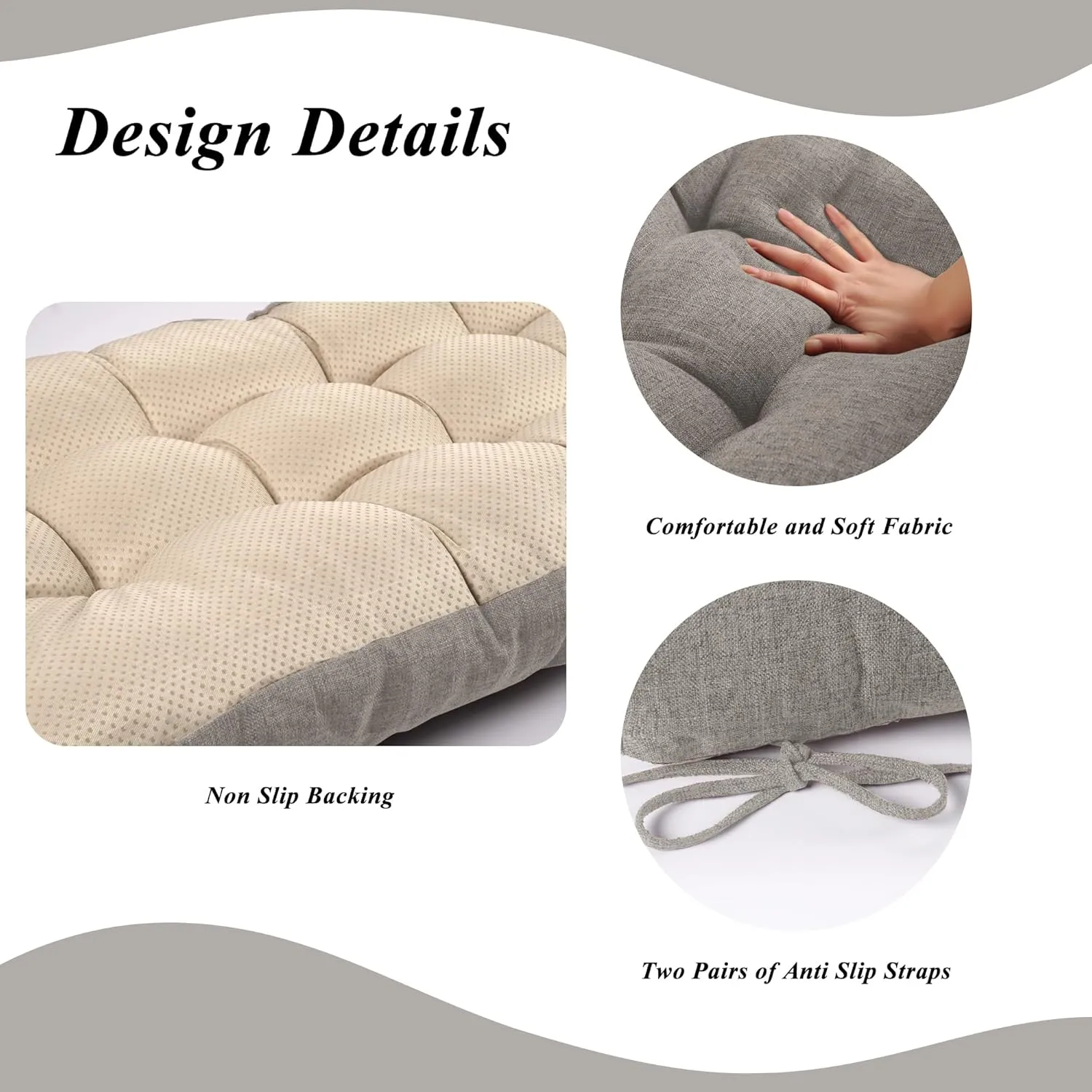 Bench Cushion for Indoor Furniture 48 x 19 inch Rectangle Bench Seat Cushion for Bay Window Entryway Bench Thick Textured Chair Cushion with Non-Slip Backing 1 Pack, Light Grey
