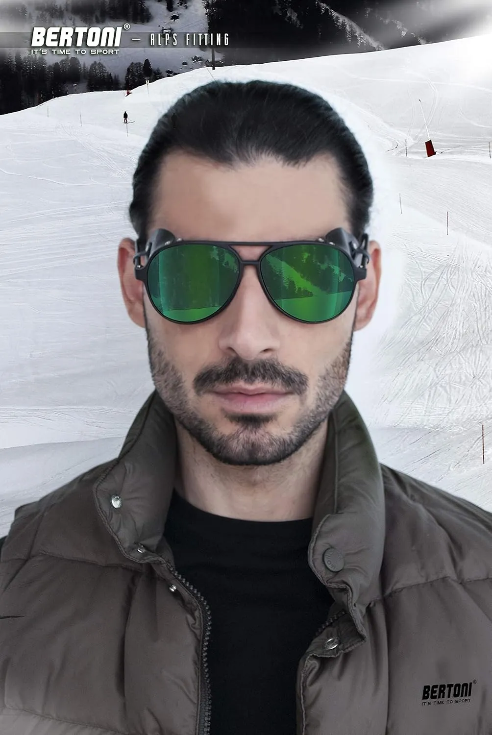 Bertoni Glacier Polarized Sunglasses for Mountain Hiking Trekking Ski mod ALPS Italy