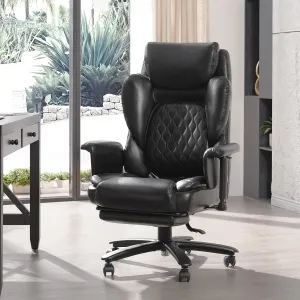 Bestier Home Office Chair High-Back, 500lbs Big and Tall Office Chair Wide Seat with Foot Rest, Comfy Computer Chair with Lumbar Support, Reclining and Heavy Duty Metal Base (Black PU Leather)