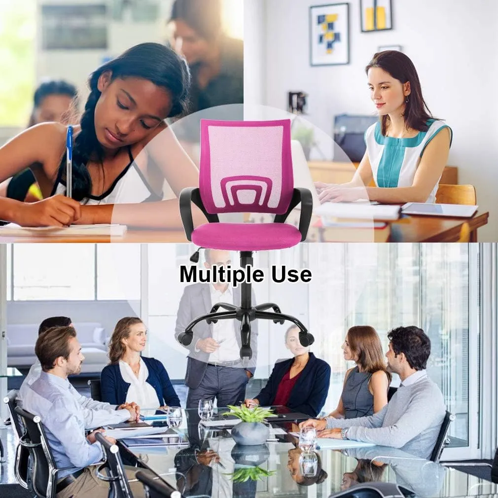 BestOffice Office Chair Ergonomic Cheap Desk Chair Mesh Computer Chair Lumbar Support Modern Executive Adjustable Stool Rolling Swivel Chair for Back Pain (Pink)