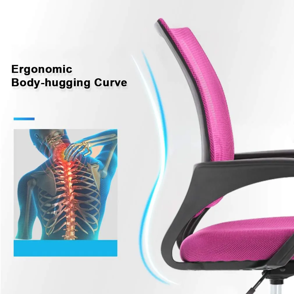 BestOffice Office Chair Ergonomic Cheap Desk Chair Mesh Computer Chair Lumbar Support Modern Executive Adjustable Stool Rolling Swivel Chair for Back Pain (Pink)