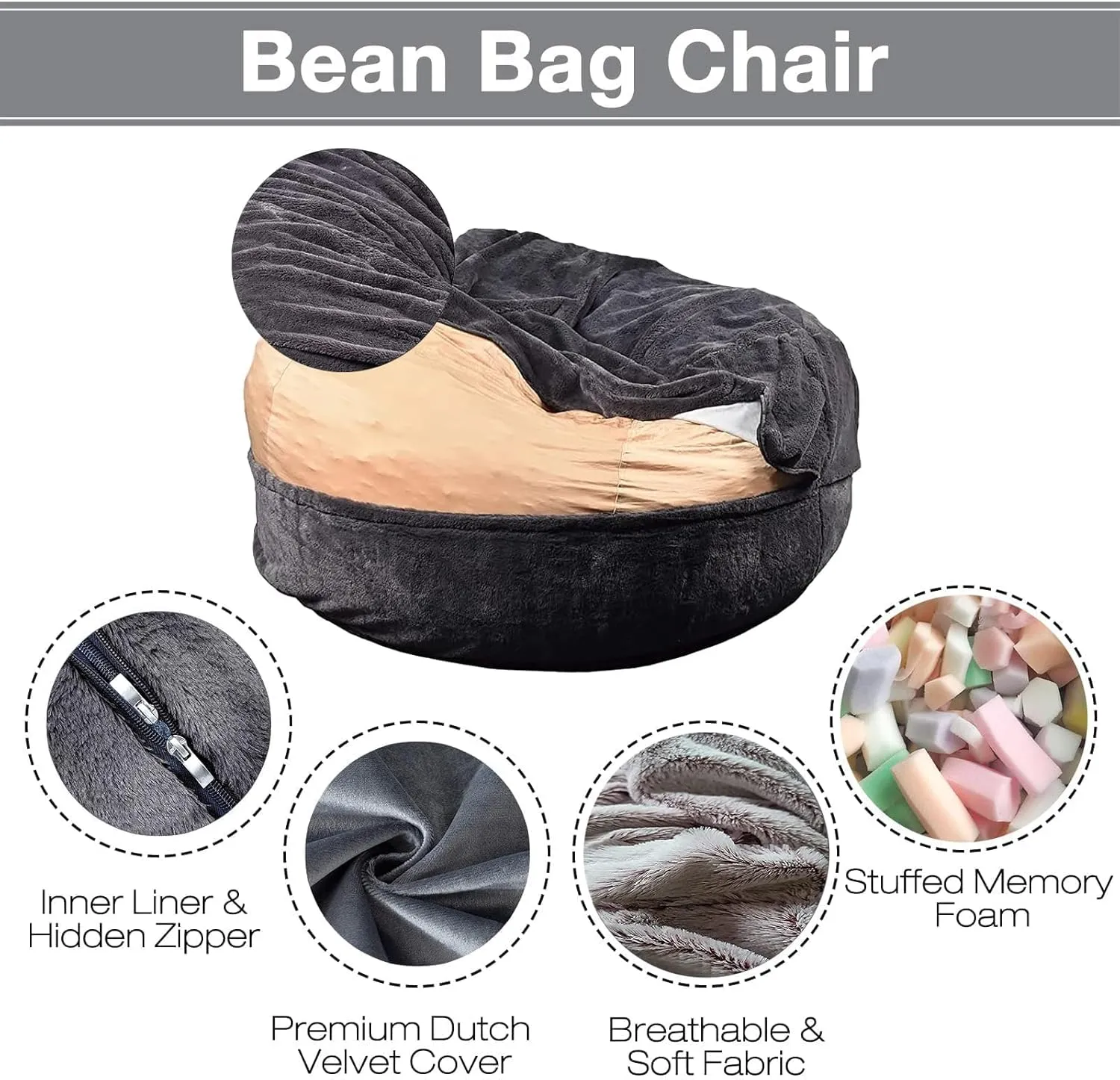 Big Huge Giant Bean Bag Chair Cover for Adults, (No Filler) Machine Washable Covers Bean Bag Chairs in Multiple Sizes and Colors Giant Foam-Filled Furniture Filled Furniture (Leather Pink, 6FT)