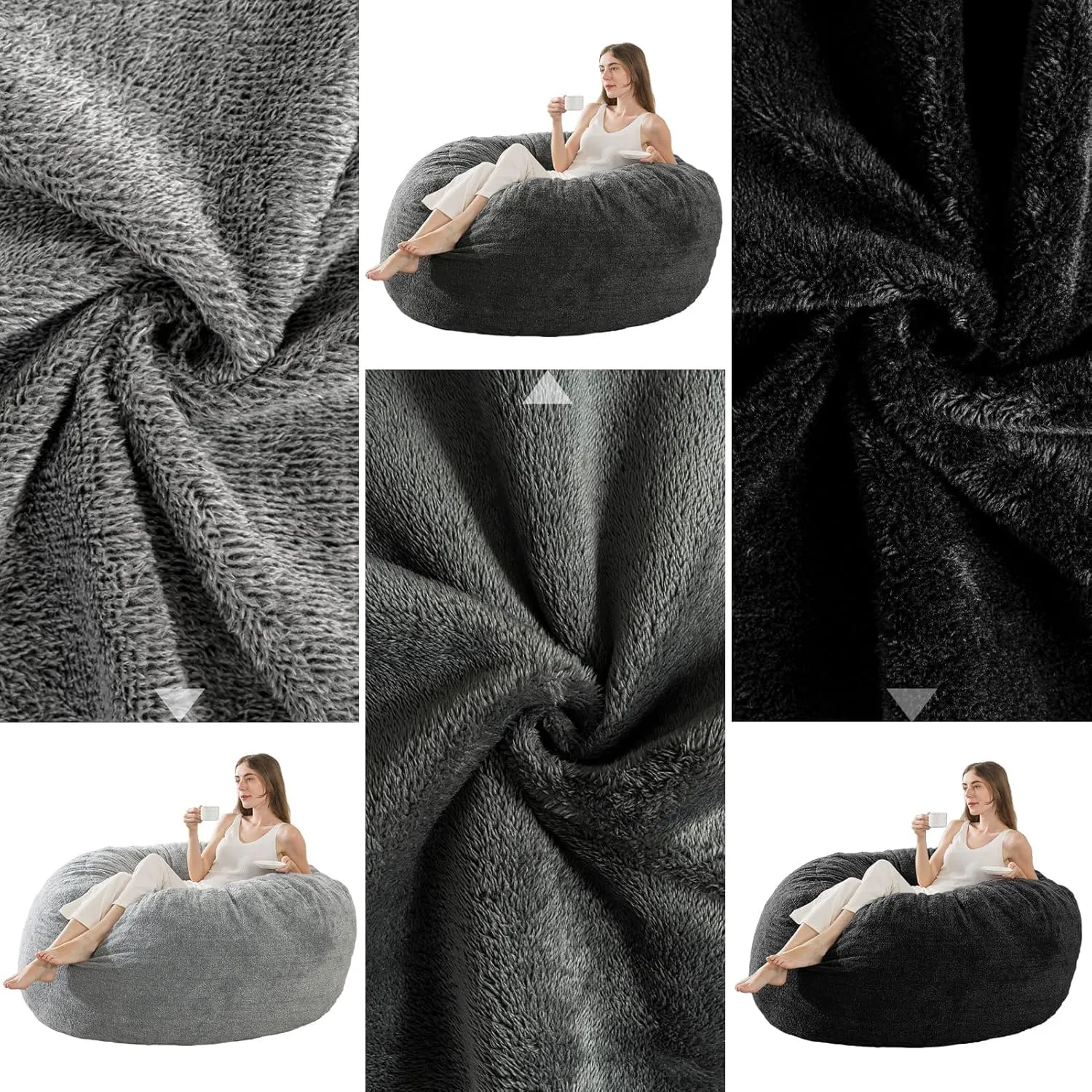 Big Huge Giant Bean Bag Chair Cover for Adults, (No Filler) Machine Washable Covers Bean Bag Chairs in Multiple Sizes and Colors Giant Foam-Filled Furniture Filled Furniture (Leather Pink, 6FT)