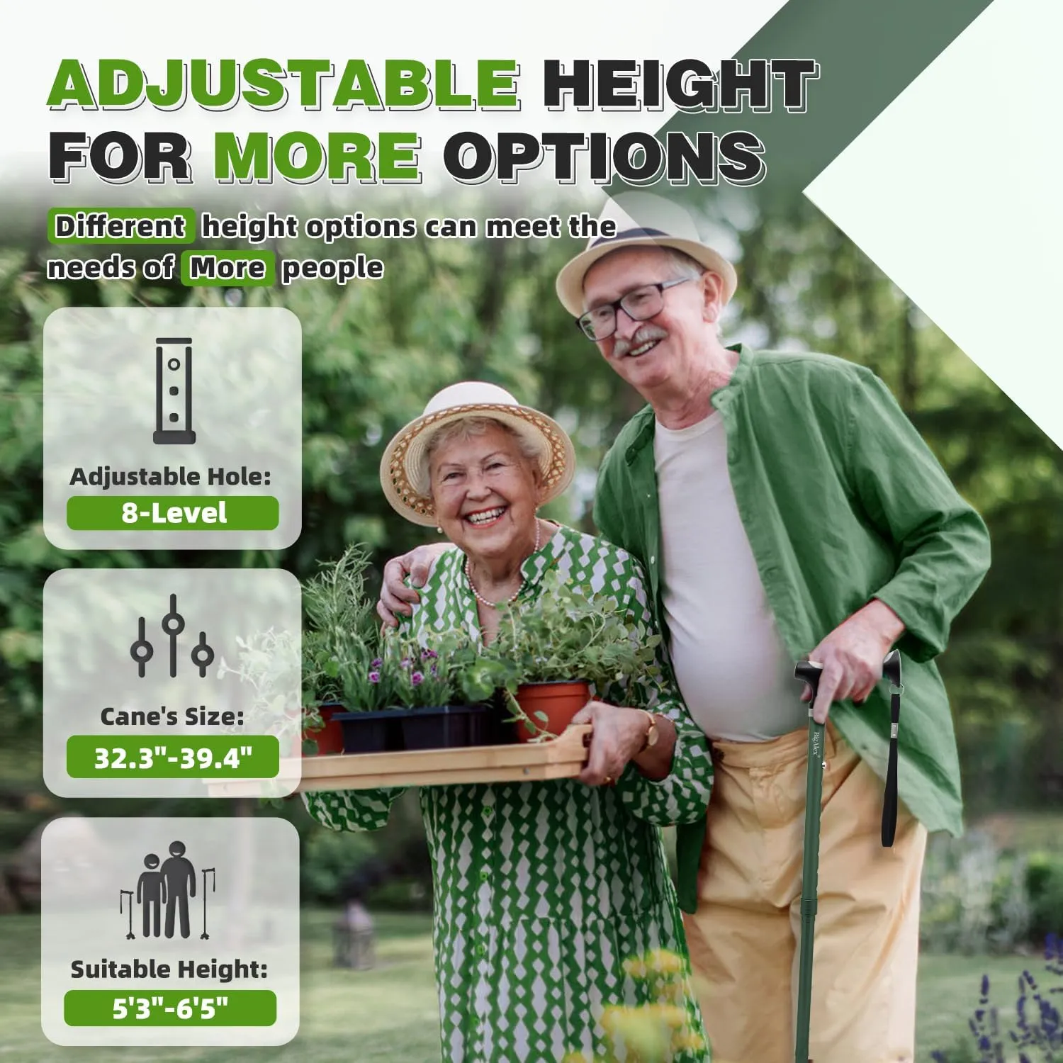 BigAlex Lightweight Collapsible Walking Cane with Soft Comfortable TPR Handle for Seniors and Elderly Adults, Larger Handle for Comfort, Adjustable Support Stick, Portable Travel Aid for Men & Women