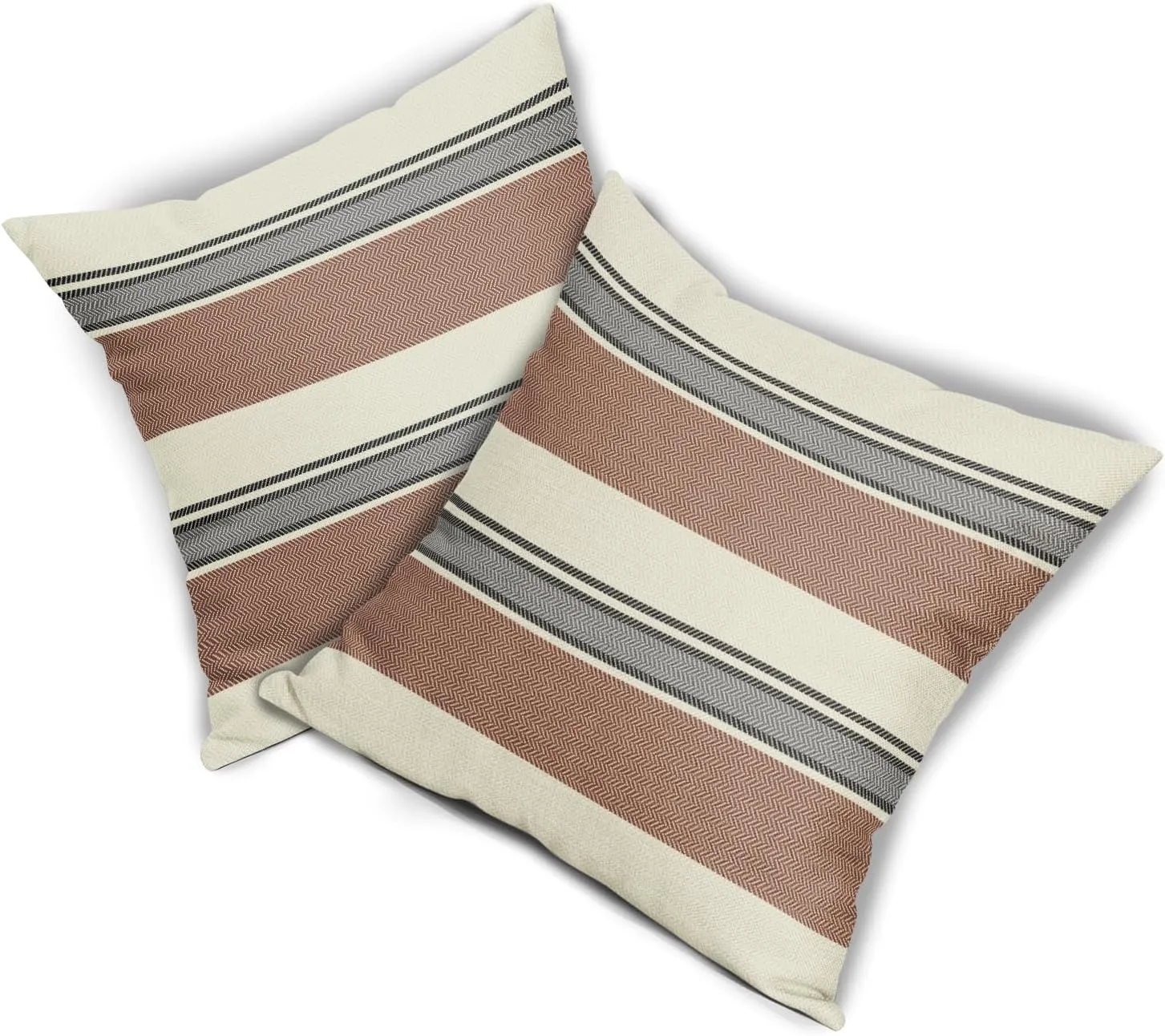 Black Brown Striped Pillow Covers 20x20 Set of 2 Boho Stripe Print Patterned Cream Decorative Outdoor Pillowcases Modern Farmhouse Throw Cushion Case Couch Sofa Bed Decor