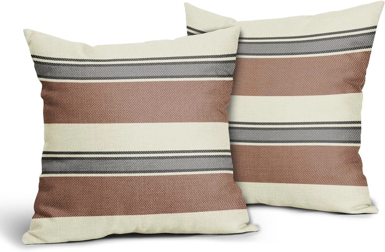 Black Brown Striped Pillow Covers 20x20 Set of 2 Boho Stripe Print Patterned Cream Decorative Outdoor Pillowcases Modern Farmhouse Throw Cushion Case Couch Sofa Bed Decor