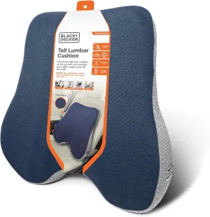 BLACK DECKER Memory Foam Lumbar Support Pillow – Lumbar Cushion for Office, Car, Wheelchair & Airplane – Ergonomic, Pain Relief, Adjustable Strap, Washable Cover, Blue