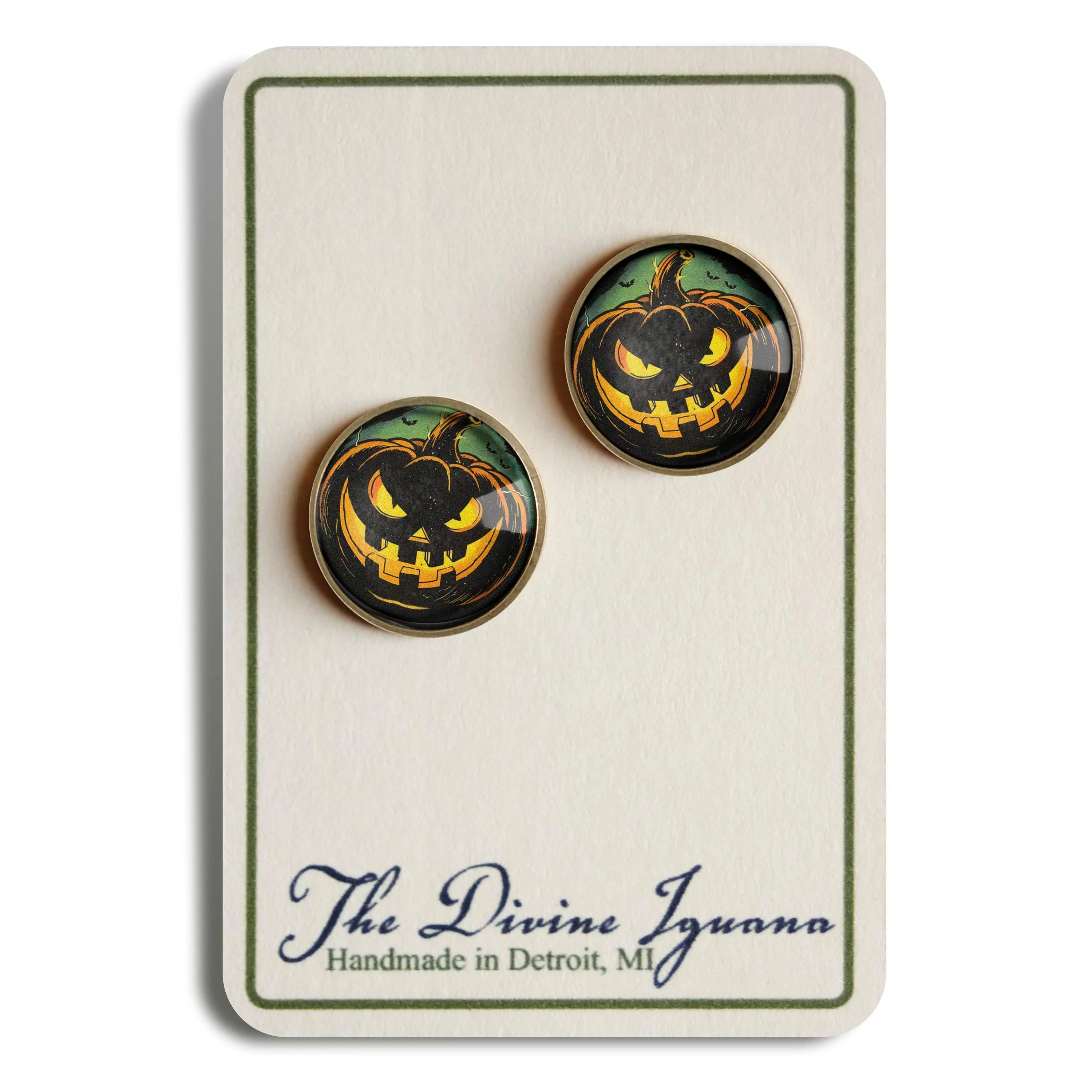 Black Jack O Lantern Vintage Inspired Stud Earrings