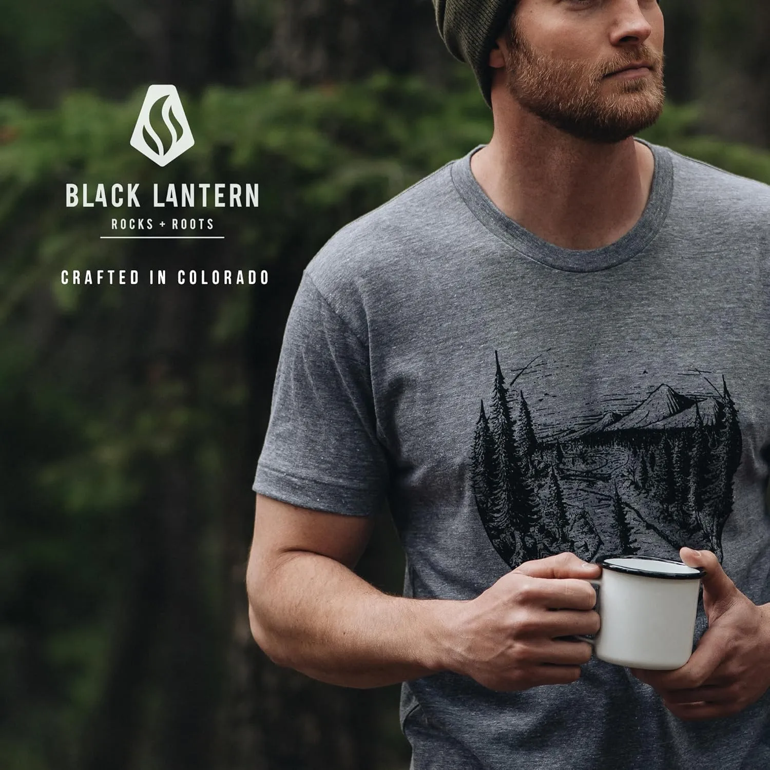 Black Lantern Graphic T-Shirts - Fish and Forest Men's Short Sleeve Tri-Blend Tshirt - Shirts for Nature Lovers
