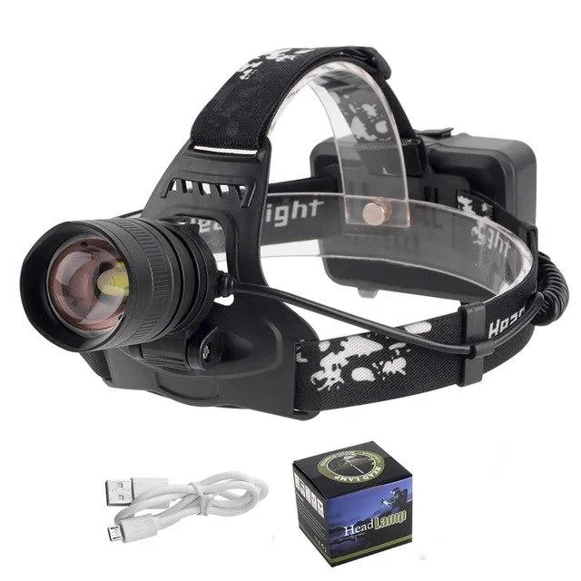 BORUiT XHP50 LED Headlamp Zoomable Flashlight Waterproof Camping Hunting Headlight Lanterns Tactical Head Torch by 18650 Battery