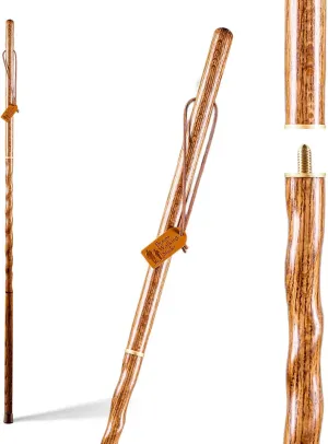 Brazos Handcrafted Wood Walking Stick, Twisted Oak, Traveler Style, for Men & Women, Made in The USA, 55"