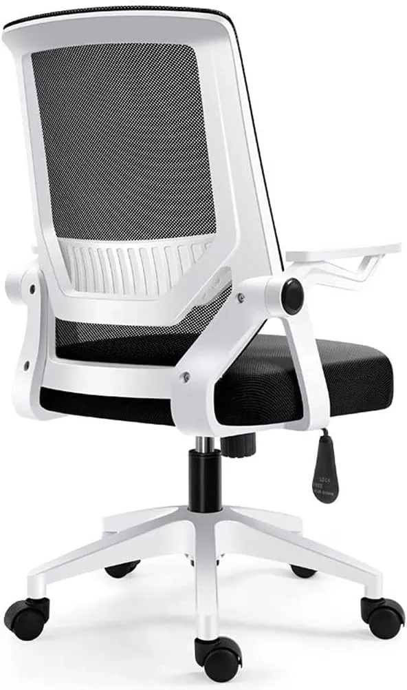 Breathable Office Chair with Pulley Bracket,Ergonomic mesh Adjustable Desk Chair with armrests, for Office, Dormitory, Home Gift (Color : Black) (Light Gray)(Black)