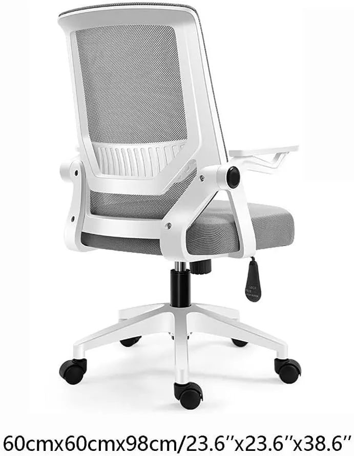 Breathable Office Chair with Pulley Bracket,Ergonomic mesh Adjustable Desk Chair with armrests, for Office, Dormitory, Home Gift (Color : Black) (Light Gray)(Black)