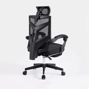 Breathable Office Chair with Pulley Bracket,Ergonomic mesh Adjustable Desk Chair with armrests, for Office, Dormitory, Home Gift (Color : White) (Black)