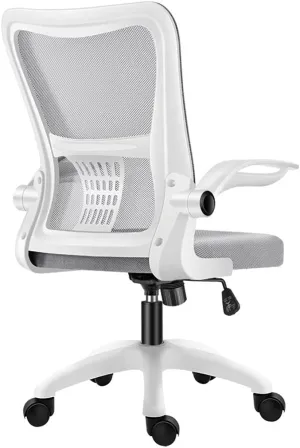 Breathable Office Chair with Pulley Bracket,Ergonomic mesh Adjustable Desk Chair with armrests, for Office, Dormitory, Home Unique (Light Gray)