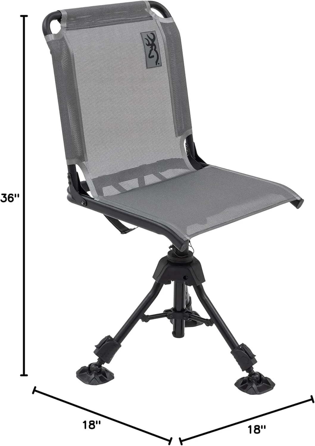 Browning Huntsman Hunting Chair - Durable TechMesh Material Over Steel Frame, with 360-degree Swivel, Adjustable Height, and Independent Leg Adjustment, Charcoal