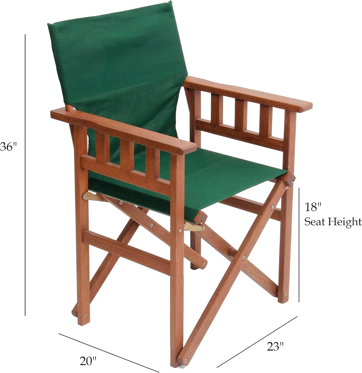 BYER OF MAINE, Pangean Campaign Chair, 20" D x 23" W x 36" H, Holds Up to 250 lbs, Hardwood, Perfect for Patio/Deck, Wood Folding Chairs, Patio Chair, Deck Chair, Wood Camp Chair, Green, Single