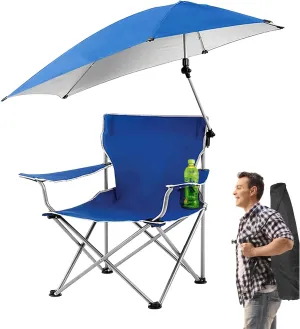 Camp Chairs with Shade Canopy Chair, Folding Portable Beach Chairs with Umbrella, Heavy Duty Lawn Chair Support 220 LBS for Outdoor Fishing Garden Patio(Blue)