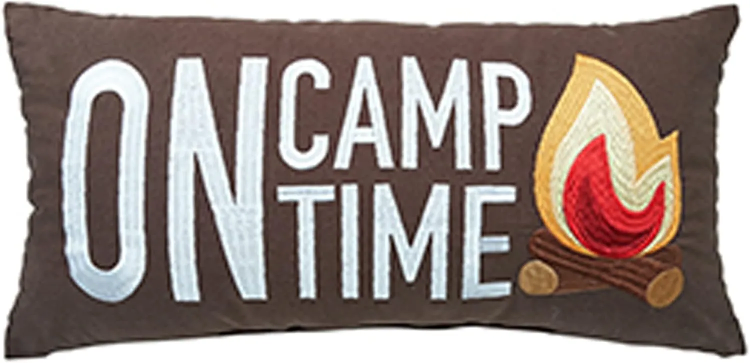 C&F Home 10" x 20" Campfire On Camp Time Embroidered Small/Petite Accent Throw Pillow Lodge Log Cabin Vacation Summer Home All Seasons Fall Autumn Winter Harvest Living Room Sofa Couch Chair Bed