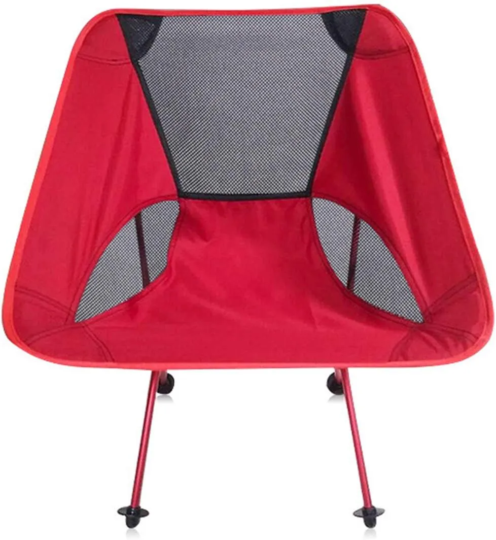 Camping Accessory Outdoor Portable Folding Camping Chair Light Fishing Beach Chair Aviation Aluminum Alloy Backrest Recliner (Color : Red)