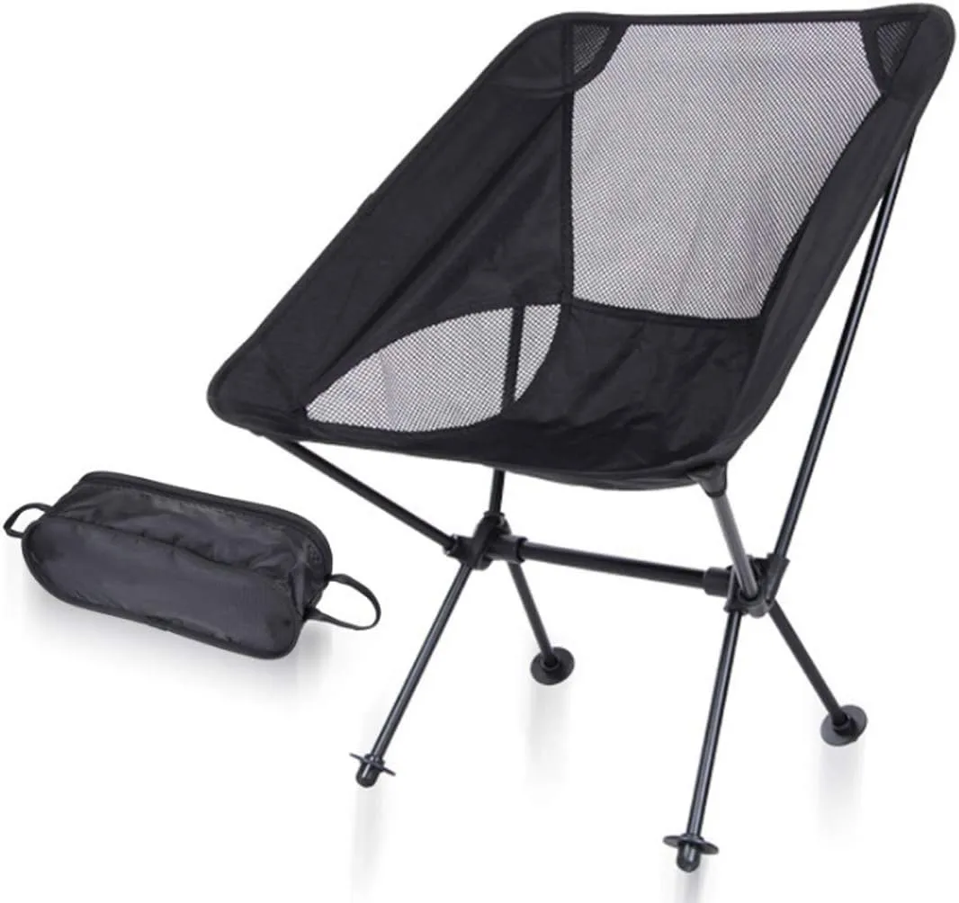 Camping Accessory Outdoor Portable Folding Camping Chair Light Fishing Beach Chair Aviation Aluminum Alloy Backrest Recliner (Color : Red)