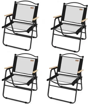 Camping Chair, Folding Chair 4-Piece Portable Mesh Breathable Backrest Chair Suitable for Outdoor Camping Sports Beach Outdoor