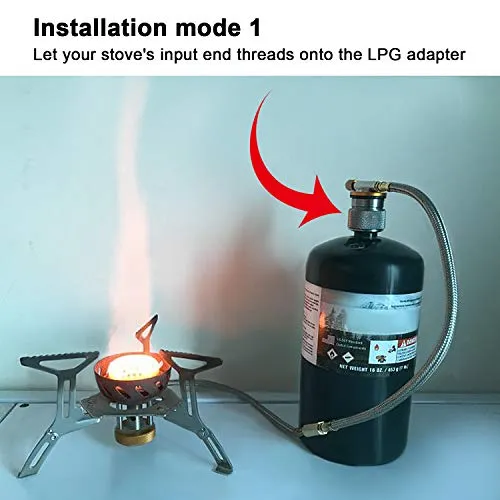 Camping Is Easy® Camping Stove Adapter - 1 Lb Propane Small Tank Input EN417 Lindal Valve Output Outdoor Cylinder LPG Canister Adapter