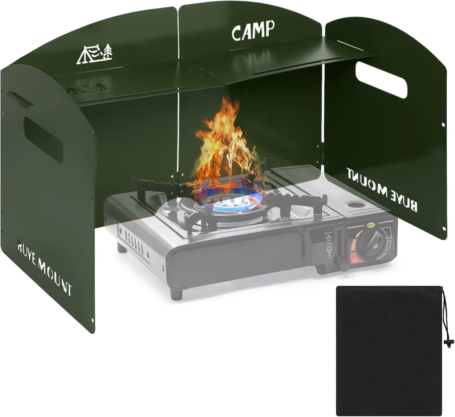 Camping Stove Windscreen 4 Plates Steel Camp Stove Windscreen Folding Outdoor Picnic Cooker Stove Wind Screen Windshield with Drawstring Bag for Camping, Hiking, Picnic, Backpacking, Cooking